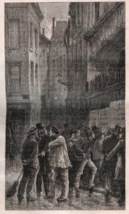 Les Posters - يستيقظ سكان باريس ليجدوا إشعارات عامة على جميع الجدران تخبرهم عن انقلاب 2 ديسمبر 1851 - في "" تاريخ الجريمة "(تاريخ الجريمة) (la prize) de pouvoir de Napoleon III en France) - بقلم فيكتور هوغو بواسطة المدرسة الفرنسية