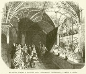 Les Regalia, ou Joyaux de la couronne, dans la Tour de Londres, ancienne salle (engraving) بواسطة المدرسة الفرنسية