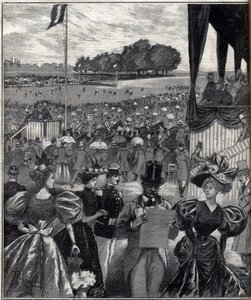 لي كورس دي ليون (حلبات السباق في ليون) - بعد الجائزة الكبرى - نقش في "Le Progres اللامع" "عام 1895 بواسطة المدرسة الفرنسية