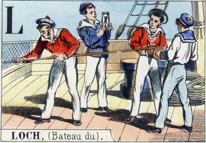Letter L as loch . Navy alphabet . Epinal image, late 19th century. Stencil-coloured wood engraving بواسطة المدرسة الفرنسية