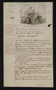 رسالة من Agence Generale des Armes، Poudres et Mines، Brussels، بعد أن ضمت فرنسا جنوب هولندا بواسطة المدرسة الفرنسية