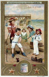 Liebig chromolithography series “” Beach Game”” of children. sd. 19th century بواسطة المدرسة الفرنسية