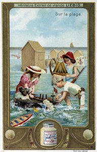 Liebig chromolithography series “” Beach Game”” of children. sd. 19th century بواسطة المدرسة الفرنسية