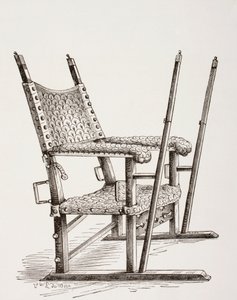 كرسي القمامة الذي استخدمه كارلوس الأول من إسبانيا ، من Les Arts au Moyen Age ، تم نشره عام 1873 بواسطة المدرسة الفرنسية