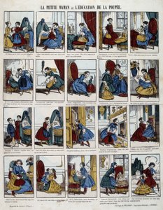 الأم الصغيرة "" تعليم الدمية ". صورة إبينال ، سد. القرن ال 19. بواسطة المدرسة الفرنسية