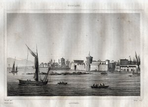 ليفورنو - ليفورنو - توسكانا - نقش من "" إيطاليا الخلابة "بقلم M. de Norvins، Ch. نودير 1834-1836. بواسطة المدرسة الفرنسية