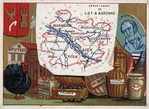 Lot et Garonne (Lot-et-Garonne ، 47) ، آكيتاين ، فرنسا. مصنع التبغ وتربية الديك الرومي والنبيذ والفلين والخوخ والبراندي والبنزين. صورة لبرنارد جيرمان إتيان دي لافيل سور إيلون ، كونت ليسبيد (أو دي لا سيبيدي بواسطة المدرسة الفرنسية