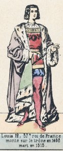 Louis 12, 57e roi de France, monte sur le trone en 1498, mort en 1515 (coloured engraving) بواسطة المدرسة الفرنسية