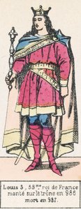 Louis 5, 35me roi de France, monte sur le trone en 986, mort en 987 (coloured engraving) بواسطة المدرسة الفرنسية