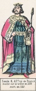 Louis 6, 40e roi de France, monte sur le trone en 1108, mort en 1137 (coloured engraving) بواسطة المدرسة الفرنسية