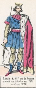 Louis 8, 43e roi de France, monte sur le trone en 1223, mort en 1226 (coloured engraving) بواسطة المدرسة الفرنسية
