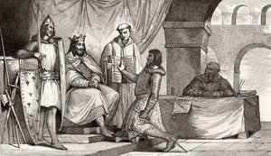 لويس الثاني (848-79) يتلقى Stammerer يمين الولاء من النبيل ، من "Histoire de France" بواسطة Colart ، نُشر عام 1840 بواسطة المدرسة الفرنسية