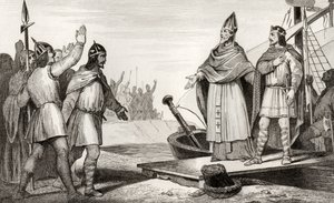 لويس الرابع (921-54) d&39;Outremer يهبط في فرنسا بعد وفاة راؤول في 936 ، من `` Histoire de France &39;&39; بواسطة Colart ، تم نشره عام 1840 بواسطة المدرسة الفرنسية