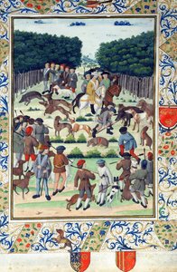 لويس ماليت (1441-1516) Seigneur de Graville ، صيد الخنازير البرية ، من Terrier de Marcoussis ، بعد 1493 بواسطة المدرسة الفرنسية
