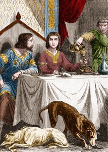 لويس السابع الصغير أو الورع (1120-1180) مع زوجته ألينور آكيتين (1122-1204) (أو إليونور أوف جوين). بواسطة المدرسة الفرنسية