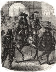 لويس الرابع عشر (1638-1715) وزوجته ماري تيريز (ماري تيريز) من النمسا (1638-1683) دخلوا باريس عام 1660. نقش في "تاريخ فرنسا" بقلم L.-P. أنجيتيل بواسطة المدرسة الفرنسية