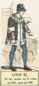 Louis XI, 55e roi, monte sur le trone en 1461, mort en 1483 (coloured engraving) بواسطة المدرسة الفرنسية