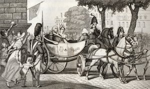 لويس الثامن عشر (1755-1824) يدخل باريس عند ترميم عام 1814 ، من "هيستوار دو فرانس" بقلم كولارت ، نُشر عام 1840 بواسطة المدرسة الفرنسية