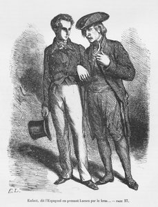 Lucien de Rubempre و Carlos Herrera ، رسم توضيحي من "Les Illusions perdues" بواسطة Honore de Balzac بواسطة المدرسة الفرنسية