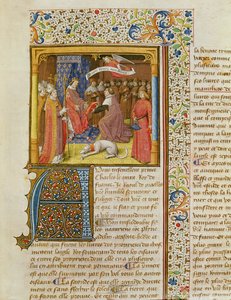 MS 246 f.1r Raoul de Presles تقديم ترجمته إلى Charles V (1338-80) من La Cite de Dieu بواسطة St. Augustine ، ترجمة Raoul de Presles (1316-82) c.1400-50 بواسطة المدرسة الفرنسية