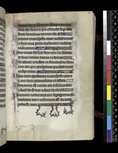 MS 300 f.68r ، صحيفة من سفر المزامير وساعات إيزابيلا الفرنسية ، باريس ، حوالي 1265-70 بواسطة المدرسة الفرنسية