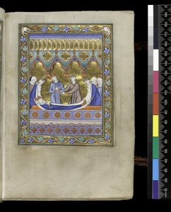 MS 300 f.VIr ، دفن ديفيد ، من سفر المزامير وساعات إيزابيلا الفرنسية ، باريس ، حوالي 1265-70 (قلم حبر وحبر وتمبرا على ورق) بواسطة المدرسة الفرنسية