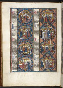 آنسة. Harley 1527، f.80v، miniature from Bible moralisée (vellum) بواسطة المدرسة الفرنسية
