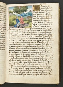 ^ MS Hunter 252 026r صفحة من Hundred News News ، c.1461-62 بواسطة المدرسة الفرنسية