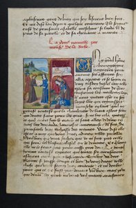 ^ MS Hunter 252 038v صفحة من Hundred News News ، c.1461-62 بواسطة المدرسة الفرنسية