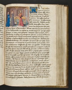 ^ MS Hunter 252 148r صفحة من Hundred News News ، c.1461-62 بواسطة المدرسة الفرنسية