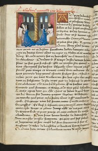 ^ MS Hunter 252 165v صفحة من Hundred News News ، c.1461-62 بواسطة المدرسة الفرنسية
