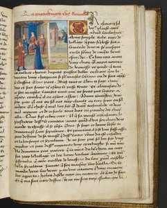 ^ MS Hunter 252 192r صفحة من Hundred News News ، c.1461-62 بواسطة المدرسة الفرنسية