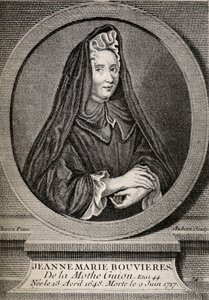 مدام جويون (1648-1717) رسم توضيحي من "الرحلات الصغيرة إلى منازل النساء المشهورات" ، نُشر عام 1897 بواسطة المدرسة الفرنسية