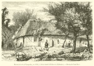 منزل ولد فيه Vauquelin ، في عام 1763 ، في Saint-Andre d'Hebertot ، كالفادوس (نقش) بواسطة المدرسة الفرنسية