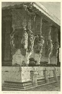 Mandapam of the Hundred Columns، in Condjeveram (نقش) بواسطة المدرسة الفرنسية