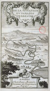 خريطة من De La Situation du Paradis Terrestre ، 1691