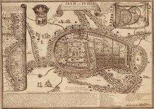 خريطة أيوثايا ، 1686 (حبر على ورق) بواسطة المدرسة الفرنسية
