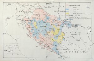 خريطة البوسنة مع تفاصيل المناطق التي تشغلها الأقليات العرقية ، 1910 (قلم وحبر ومرحاض)
