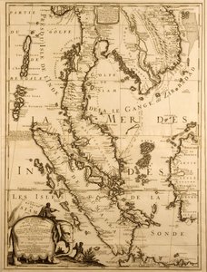 خريطة جنوب شرق آسيا ، 1687 (حبر على ورق) بواسطة المدرسة الفرنسية
