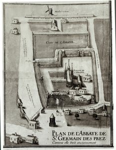 خريطة دير سان جيرمان دي بري ، 1713 (حبر وجواش على ورق) بواسطة المدرسة الفرنسية