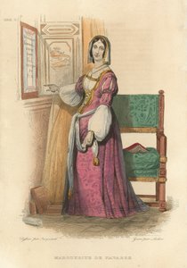 Marguerite de Navarre (coloured engraving) بواسطة المدرسة الفرنسية