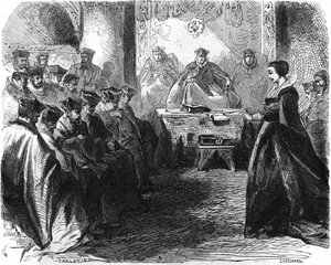 ماري ستيوارت (1542 = 1587) أثناء حكمها في عام 1587. في "" هيستوار دو لا فرانس "" ، نقش من القرن التاسع عشر. بواسطة المدرسة الفرنسية