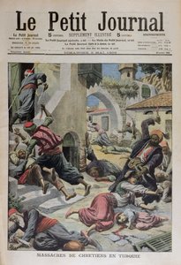 مذبحة المسيحيين في تركيا ، غلاف توضيحي من لو بيتيت جورنال 2 مايو 1909 بواسطة المدرسة الفرنسية