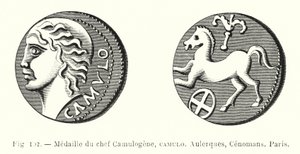 ميدالية الشيف Camulogene ، Camulo ، Aulerques ، Cenomans ، باريس (نقش) بواسطة المدرسة الفرنسية
