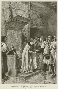 Messire Jean De Hainault Vint Finding The Queen (نقش) بواسطة المدرسة الفرنسية