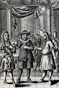 البخيل ، نقش من عمل موليير ، اسم مستعار لجان بابتيست بوكلين (1622-1673) - مشهد من قطعة موليير لافاري - نقش بحلول عام 1740 بواسطة المدرسة الفرنسية
