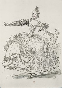 ملكة جمال Puvigne مثل تمثال المعيشة ، في Pigmalion ، libretto بواسطة Lamotte ، ألحان جان فيليب رامو (1683-1764) 1748 (نقش الألوان) بواسطة المدرسة الفرنسية