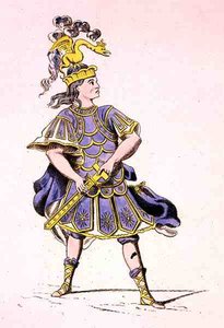 Monsieur Le Kain مثل Achilles ، في Iphigenia in Aulis ، بقلم جان راسين (1639-99) 1679 (نقش ملون) بواسطة المدرسة الفرنسية