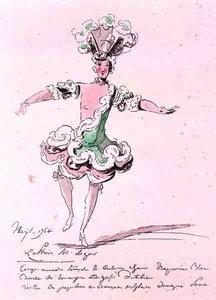 Monsieur Leger في دور Zephyr ، في Nais ، نص مكتوب من تأليف Cahusac ، ألحان جان فيليب رامو (1683-1764) 1764 (نقش ملون) بواسطة المدرسة الفرنسية
