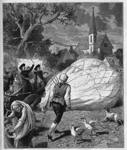 سقط بالون Monsieur de Montgolfier الهوائي على Gonesse (Val-d'Oise) في 27 أغسطس بواسطة المدرسة الفرنسية